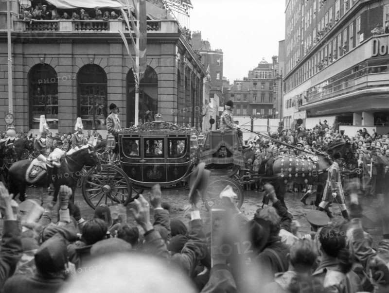 The Queen Mother in the Irish State Coach, London, 2 June 1953. Creator: Arthur Charles Kirby Ware.