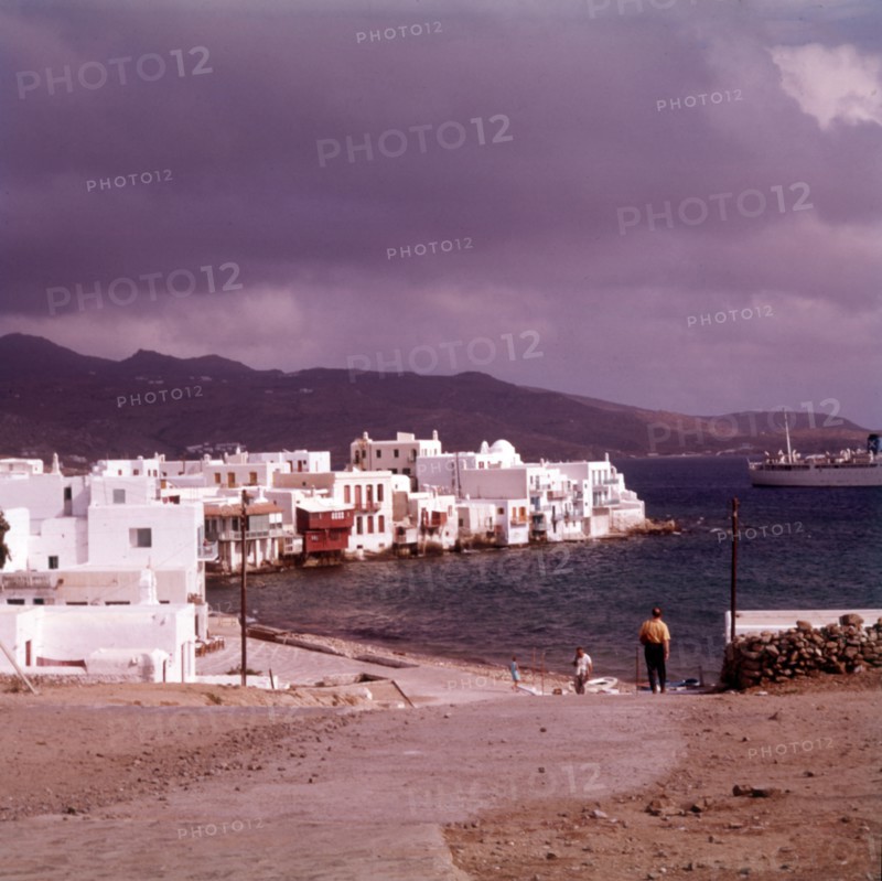 Waterfront and harbour, island of Mykonos, Greece, c1955.  Creator: Arthur Charles Kirby Ware.