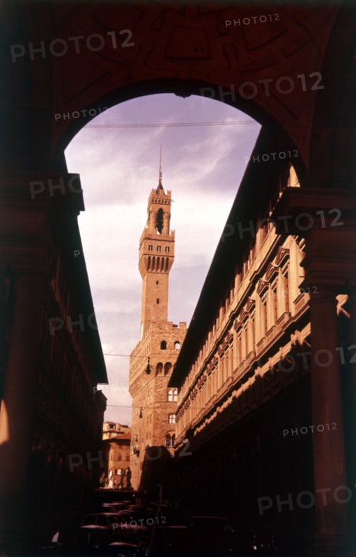 The tower of Santa Maria Novella seen from the Uffizi Gallery, Florence, Italy, c1955.  Creator: Arthur Charles Kirby Ware.