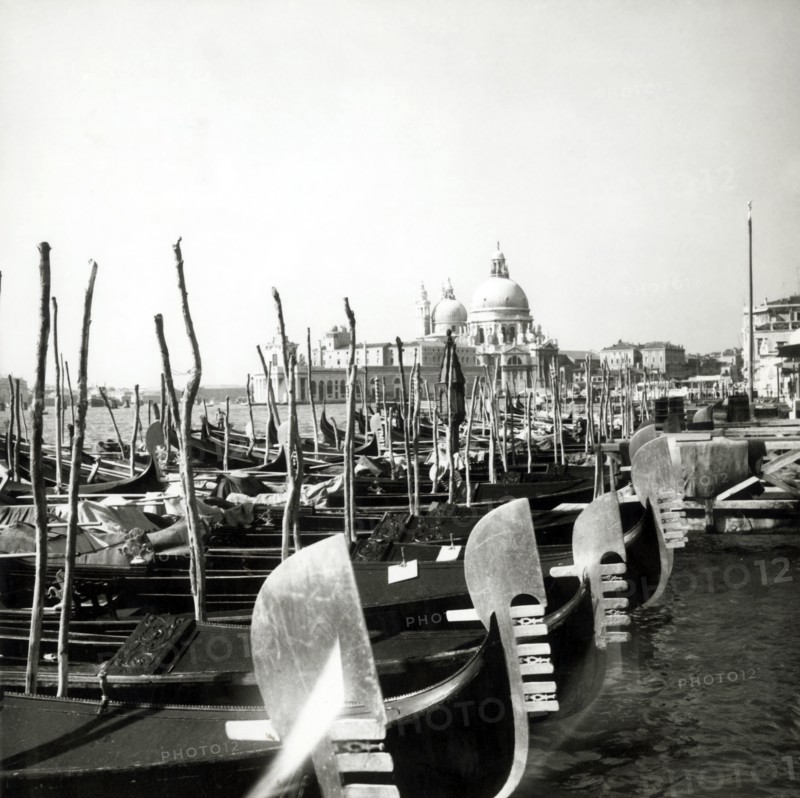 Gondolas moored by the Doge's Palace, Venice, Italy, c1955.  Creator: Arthur Charles Kirby Ware.