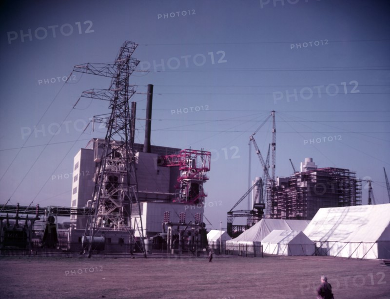 Calder Hall Atomic Power Station exterior, Cumberland, October 1956. Creator: Arthur Charles Kirby Ware.