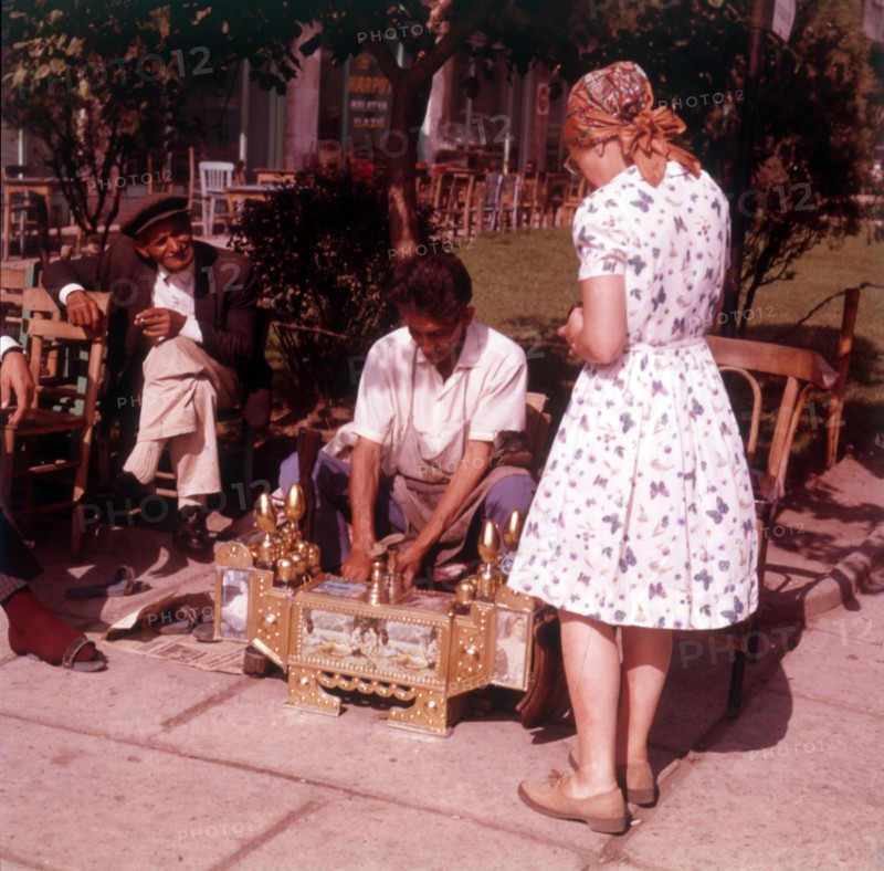 Street vendor of sweetmeats, Istanbul, Turkey, c1955.  Creator: Arthur Charles Kirby Ware.