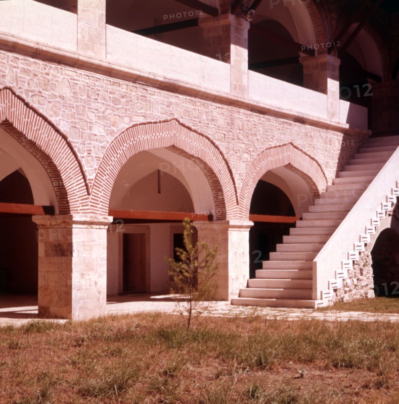Courtyard of the Öküz Mehmed Pasha Caravanserai, Kusadasi, Turkey, c1955. Creator: Arthur Charles Kirby Ware.