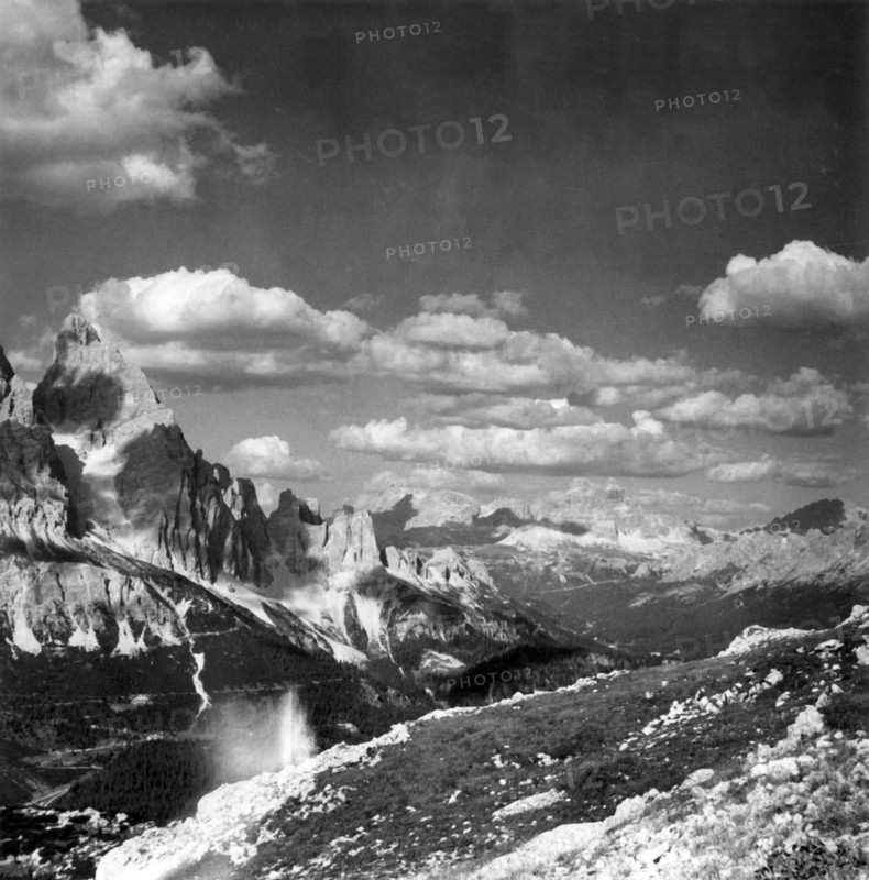 Mount Cristallo from the right, the Tre Cime di Lavaredo, near Cortina, Dolomites, Italy, c1955. Creator: Arthur Charles Kirby Ware.