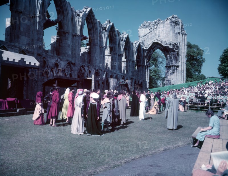 York Mystery Plays, ruins of St Mary's Abbey, York, 1951.  Creator: Arthur Charles Kirby Ware.