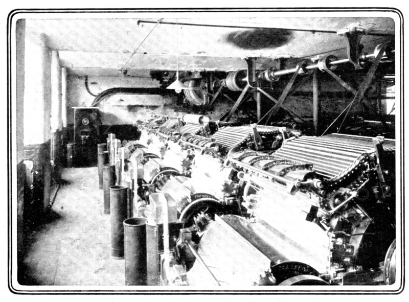 The machines, driven by electricity, that make the fibres of the cotton parallel..., 1909.  Creator: Unknown.