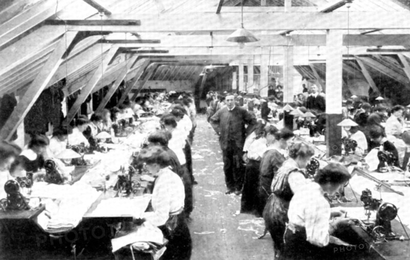 One of the stitching-rooms in Messrs. Jones Brothers' handkerchief factory at Belfast, 1909.  Creator: Unknown.