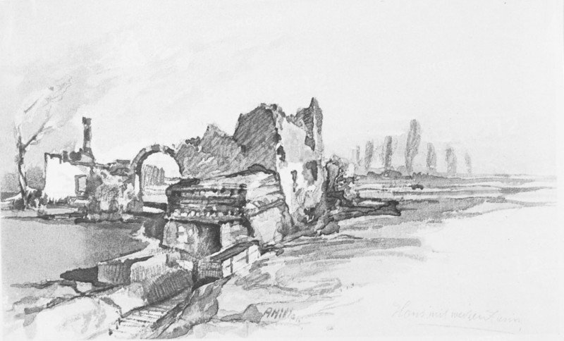 Dessin d'Hitler, Ruines d'une maison dans les Flandres, 1917