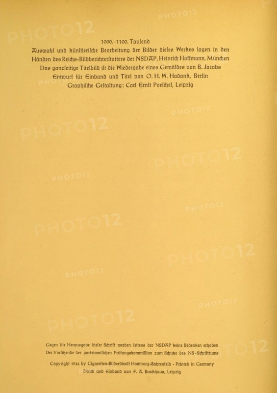 Inside page of the book about Adolf Hitler, published by Cigaretten-Bilderdienst Hamburg-Bahrenfeld Editions (1936)