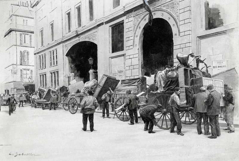 L'Hôtel des ventes de Drouot à Paris en mars 1898.