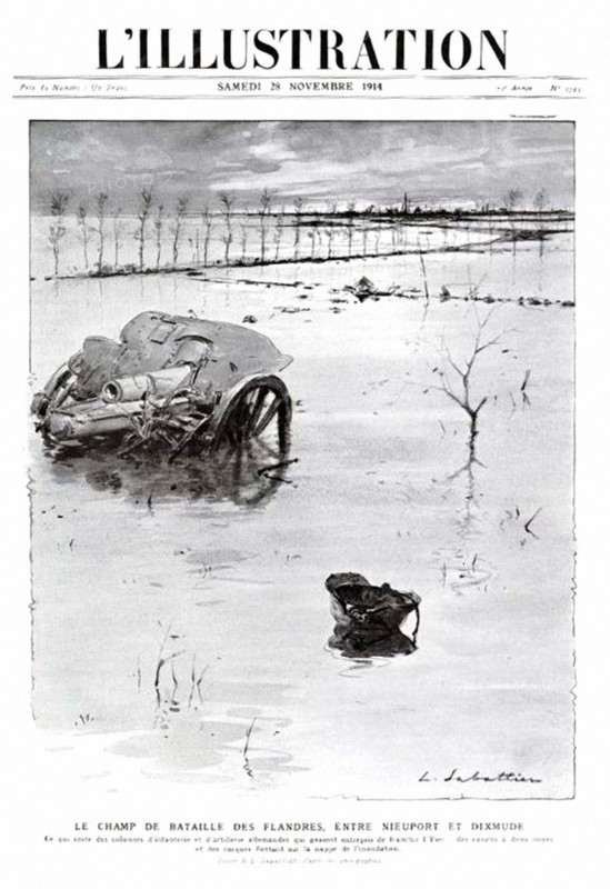 Le champ de bataille des flandres entre Nieuport et Dixmude - Novembre 1914 Couverture de L'Illustration - première guerre mondiale