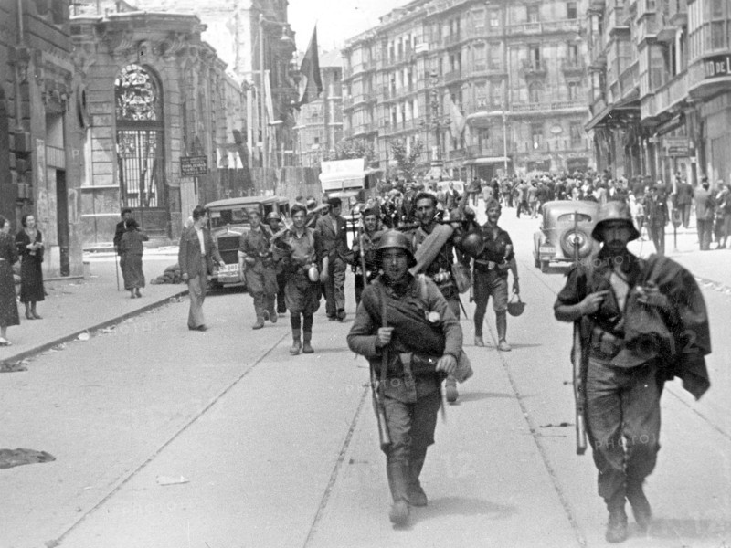 Nationalist troops entering Bilbao, 1937