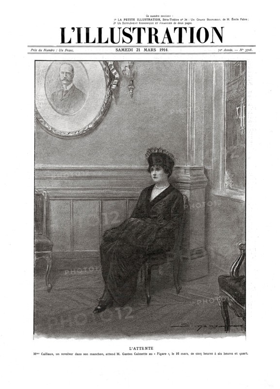 L'affaire Caillaux - Calmette. Le journal le Figaro, dirigé par Gaston Calmette, publie au début de l'année 1914 plusieurs courriers privés de Mr Caillaux, risquant ainsi sa réputation, sa crédibilité et sa carrière politique. Son épouse, Henriette Caillaux, née Raynouard, voulant protégé l'honneur de son mari, tue le 16 mars 1914, le directeur du Figaro en lui tirant plusieurs balles à bout portant.Un procès retentissant commence, toute la presse française et étrangère suit avec passion le déroulement de cette affaire. Madame Caillaux plaide coupable, plusieurs dépositions de la haute société de l'époque sont faites en sa faveur, dont celle remarquée du président de la République française. Le crime prémédité se transforme en crime passionnel. Elle est acquittée le 28 juillet 1914.