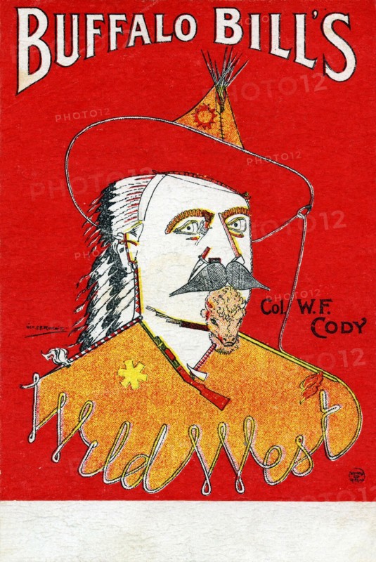 Buffalo Bill's Wild West Show, postcard, portrait of Buffalo Bill