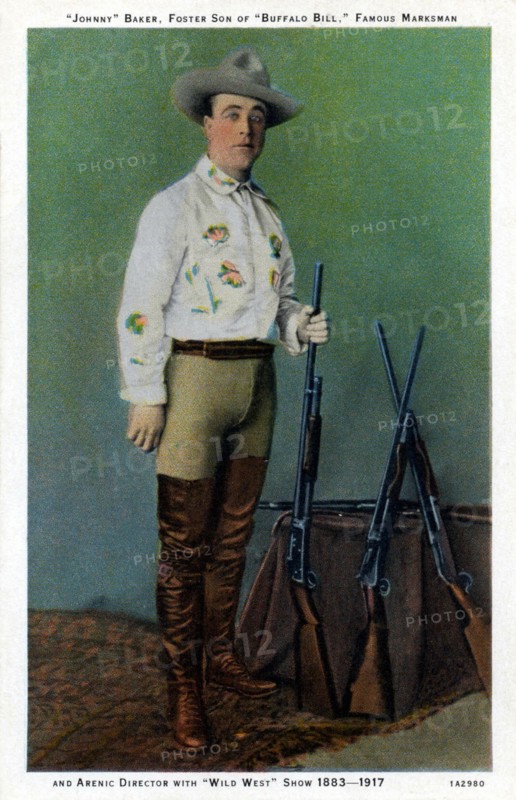 Buffalo Bill's Wild West, postcard representing  Johnny Baker, Buffalo Bill's foster son and famous sharpshooter