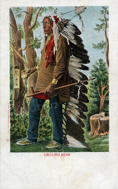 Postcard representing Indian "Circling Bear"