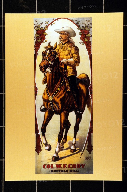 Portrait of  Buffalo Bill on horseback