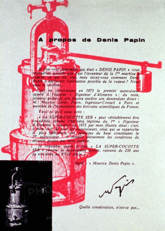 Steam cooker by Denis Papin.