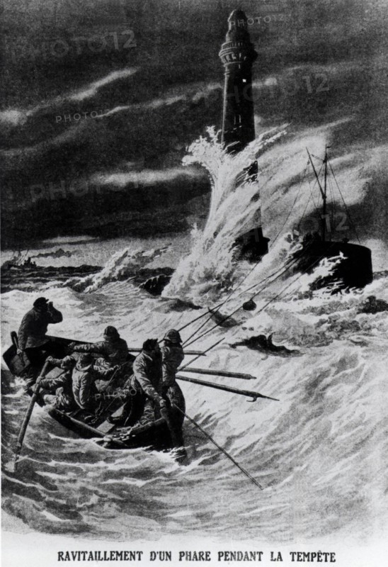 Ravitaillement d'un phare pendant la tempête