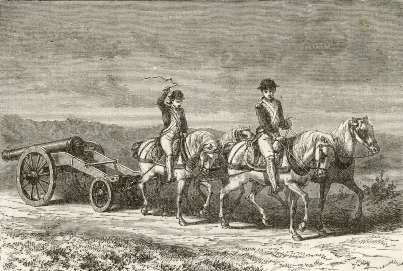 Artillery, transportation of pieces, 18th century