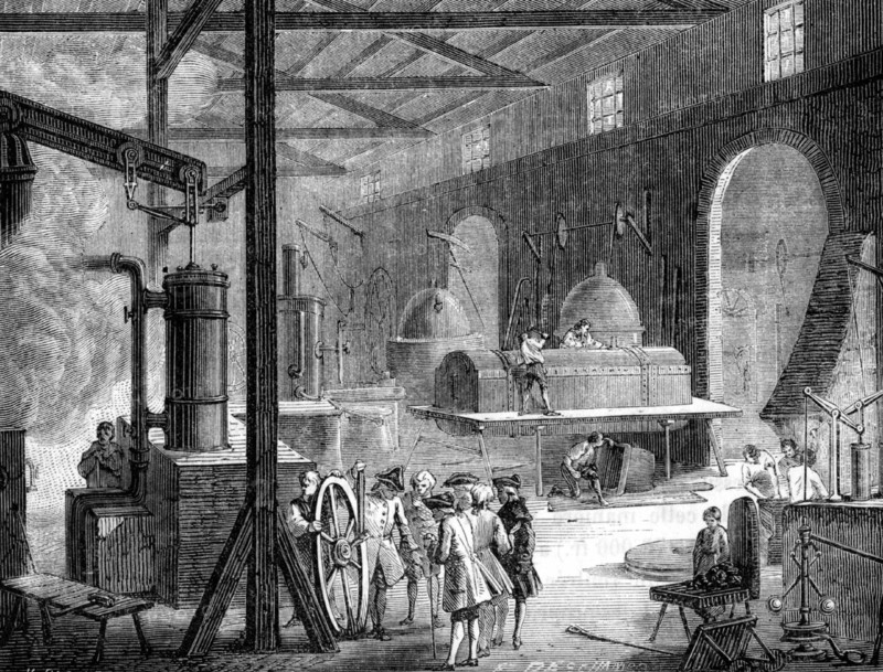 Ateliers de construction de machines à vapeur de Boulton et Watt, à Soho près de Birmingham.