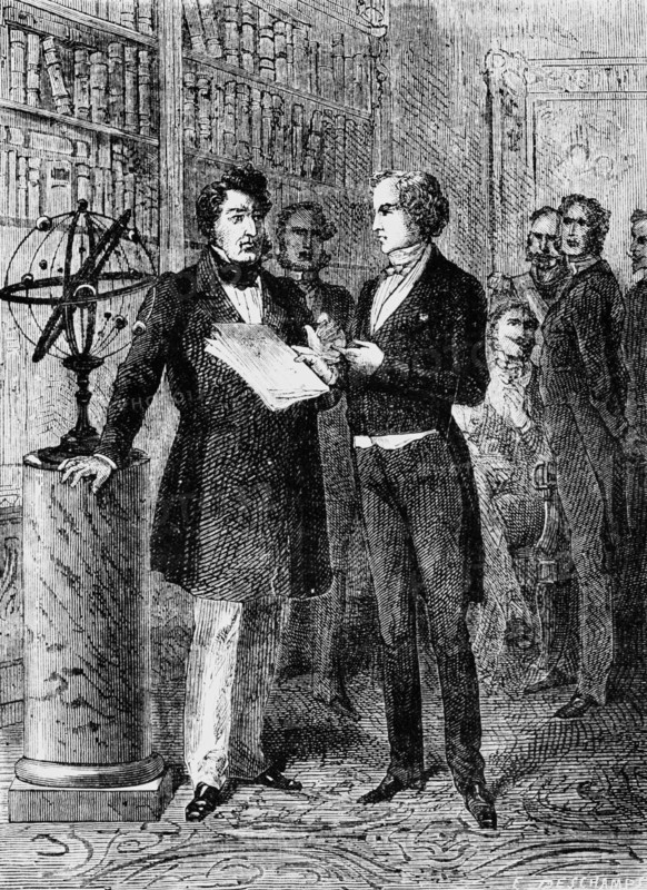 M. Le Verrier reçu par le roi Louis-Philippe, au palais des Tuileries, à l'occasion de sa découverte de la planète Neptune.