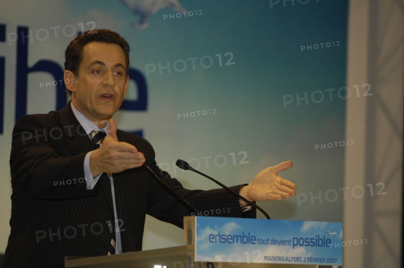 MAISONS-ALFORT LE 03/02/2007_ NICOLAS SARKOZY_PREMIER MEETING DE CAMPAGNE ELECTION PRÉSIDENTIELLE 2007
