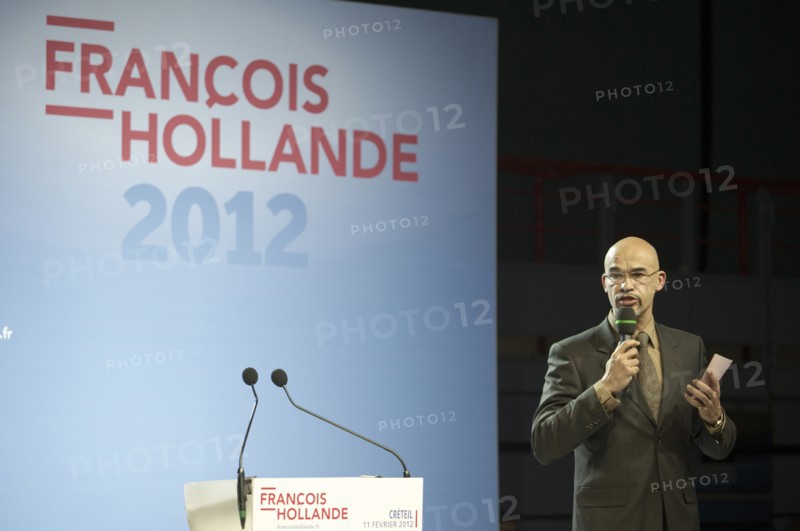 Stéphane Caristan au meeting de François Hollande au palais des sports de Créteil le 11/02/2012