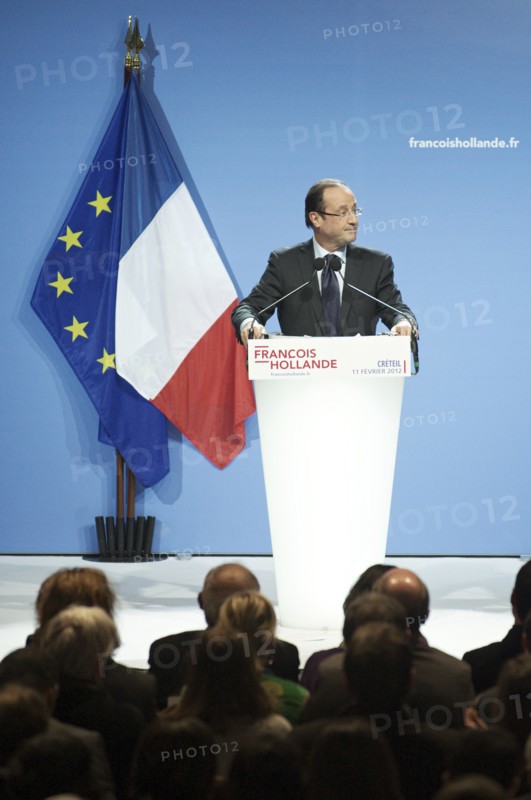 François Hollande meeting au palais des sports de Créteil le 11/02/2012