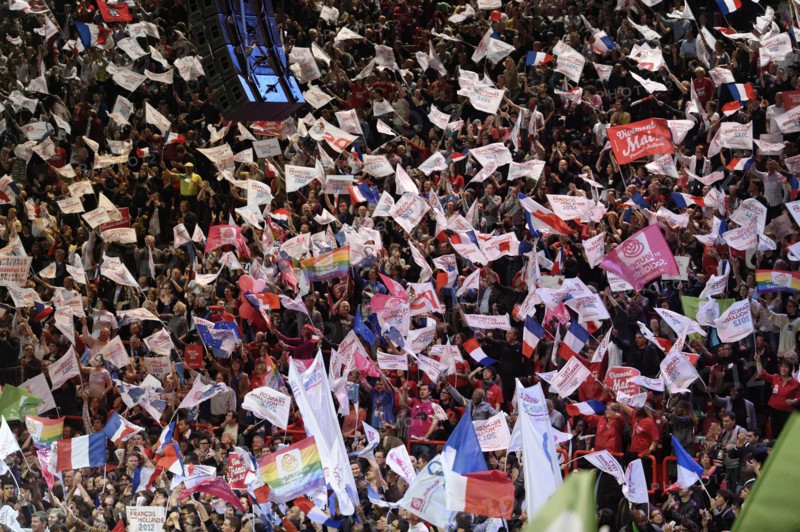 Meeting de François Hollande au Palais Omnisports de Paris Bercy