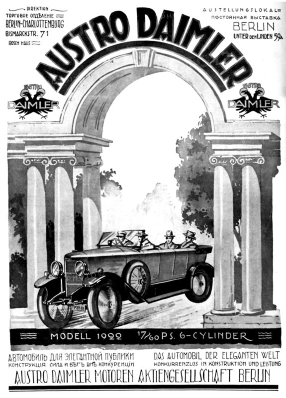 Réclame pour les automobiles Austro-Daimler