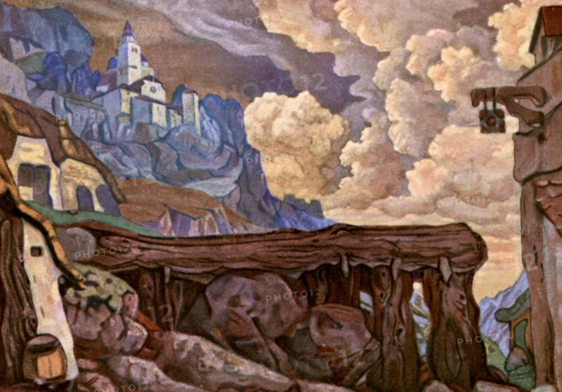 Roerich, Esquisse pour le décor de la pièce "Fuente Ovechuna"