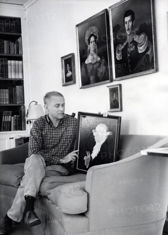 LORIOT with a self-painted painting, Ammerland 1966