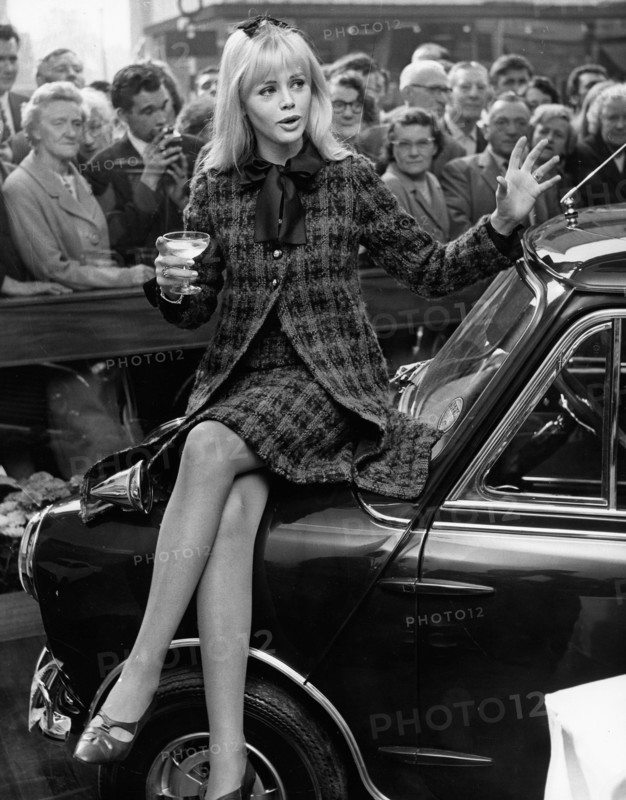 Britt EKLAND in a Radford Mini Cooper, London 1965