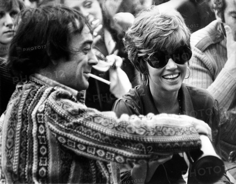 Richard JOHNSON and Jane FONDA at the 'Isle of Wight Festival' 1969