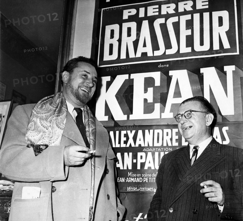 Jean-Paul SARTRE and Pierre BRASSEUR, premiere of 'Kean', 1953