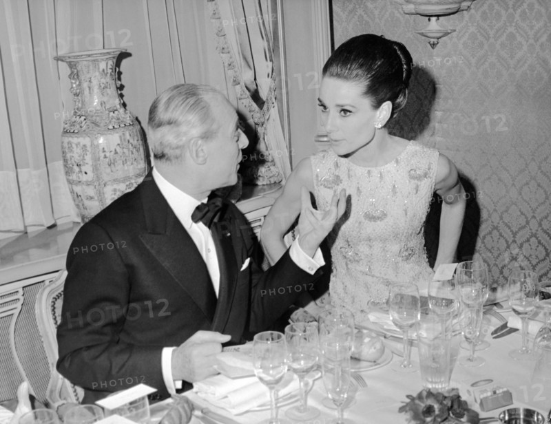 Audrey HEPBURN and Baron de ROTHSCHILD at a gala dinner, Paris 1964