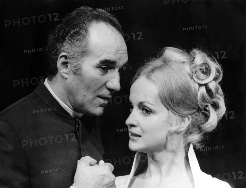 Michel PICCOLI and Danièle LEBRUN at theater rehearsals, Paris 1969
