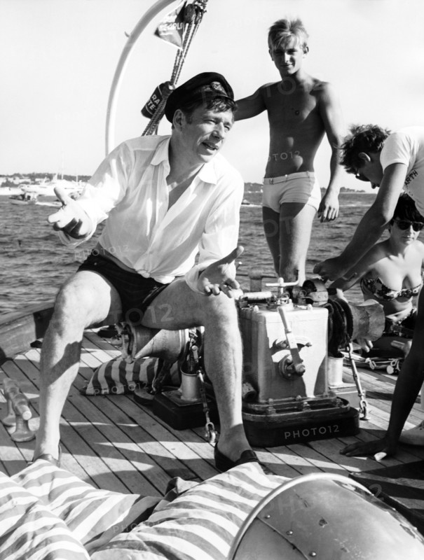 Yves MONTAND on a sailing yacht in 1965