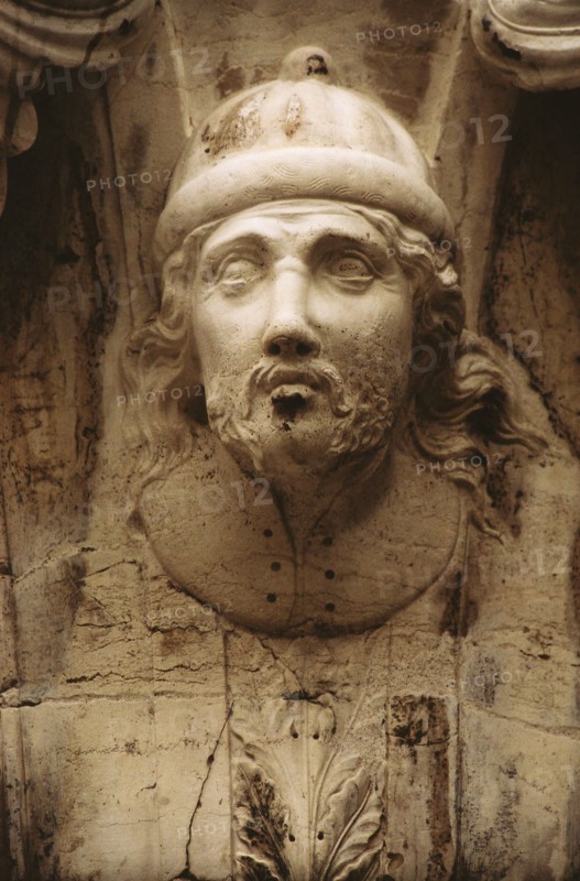 The Ducal Palace in Venice: detail of a sculpted pillar.