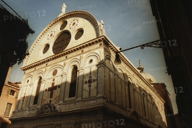 Front of the Church of St. Mary of the Miracles in Venice.