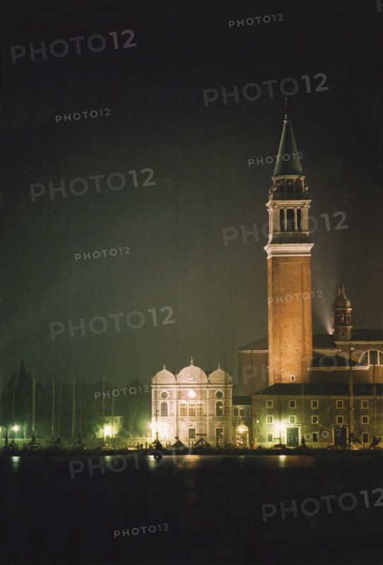 The San Giorgio Maggiore Church by night in Venice.