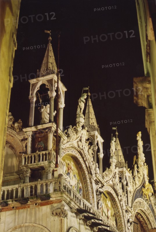 The façade of the San Marco Basilica in Venice.