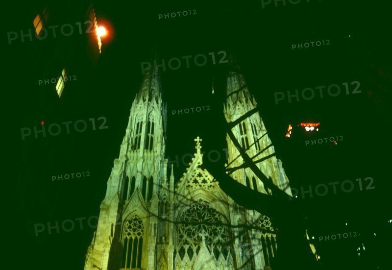 Night view, St. Patrick's Cathedral in Manhattan