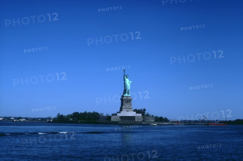 View of Liberty Island and the Statue of Liberty