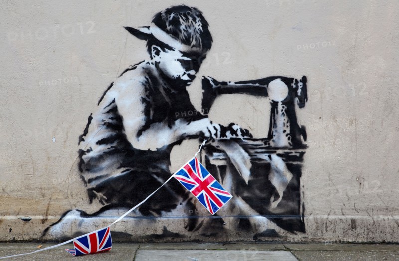 The work 'Slave Labour' from Graffiti Artist Banksy, London UK