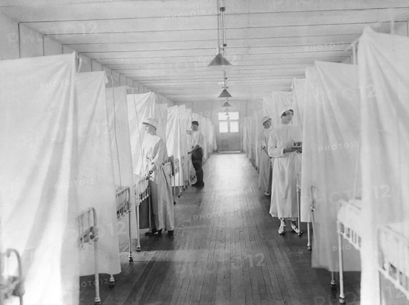 An epidemic of "Spanish Flu" spread around the world, 1918