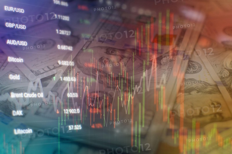 Stock index on the computer monitor . Financial data on a monitor which including of Market Analyze. Bar graphs, Diagrams, financial figures.
