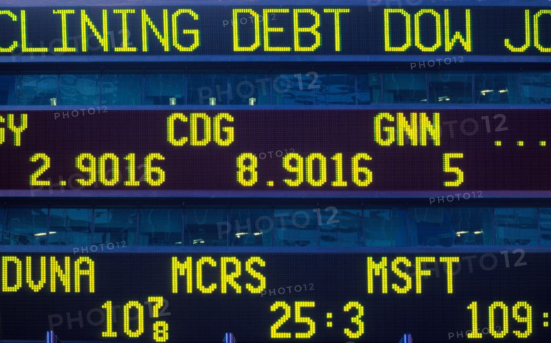 USA New York Stock Market Prices On Ticker Tape