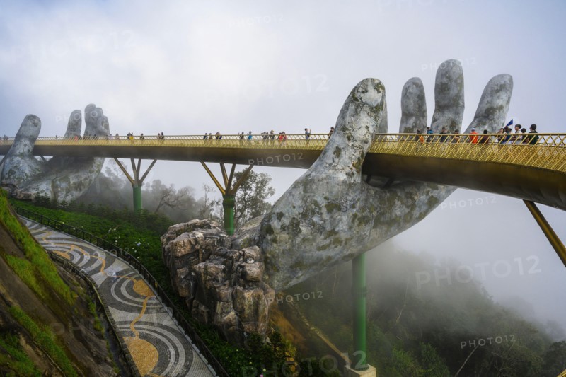 Golden bridge of the Hand of God in da Nang in Vietnam. January 12, 2020